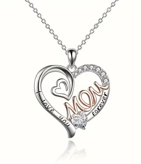 Heartwarming Mom Theme Heart Pendant Necklace - Celebrate Unconditional Love