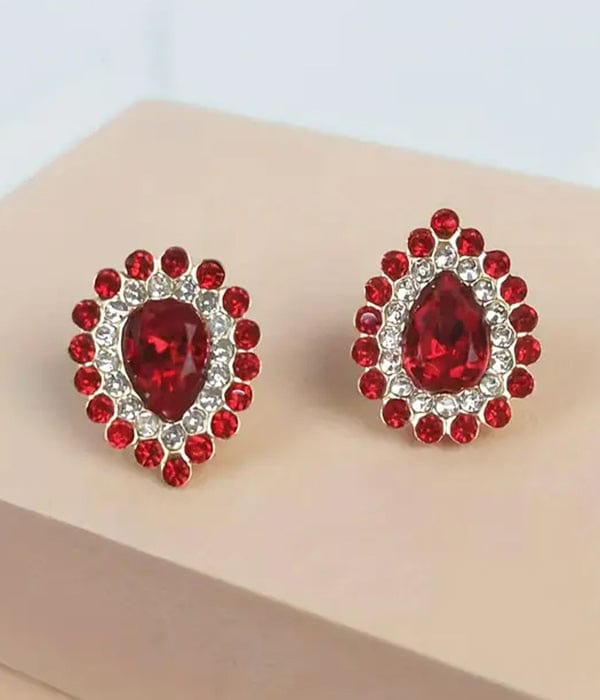 Dazzling Ruby Red Crystal Teardrop Earrings - Elegance Redefined