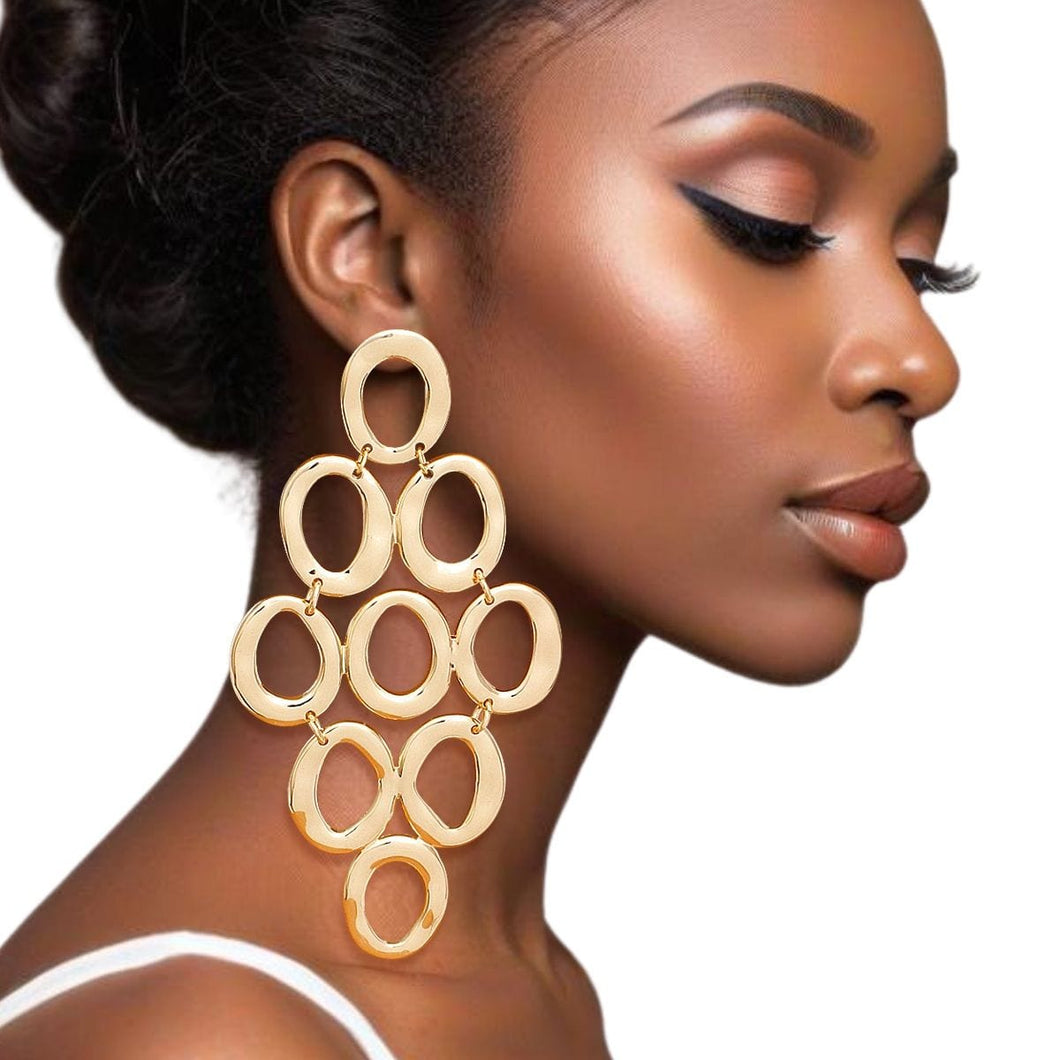 Drop Gold Cascading Ring Chandelier Earrings