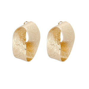 Stud Striking Folded Gold Metal Large Earrings