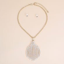 Pendant Cream Pearl Ornamental Teardrop Gold Set