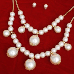 Bib Cream Pearl Baubles Layered Necklace Women