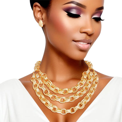 Necklace Gold Double Link Layered Set for Women