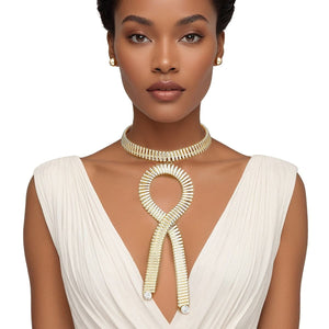 Pendant Industrial Gold Flat Link Loop Choker Set