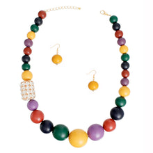 Bead Necklace Graduated Multi Wood Set for Women