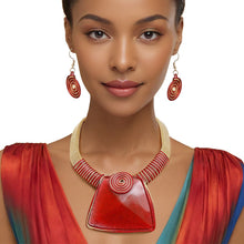 Collar Red Large Resin Pendant Set for Women