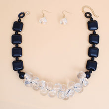 Necklace Bubble and Black Square Bead Necklace Set