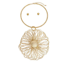 Necklace Gold Sunflower Large Pendant Set Women