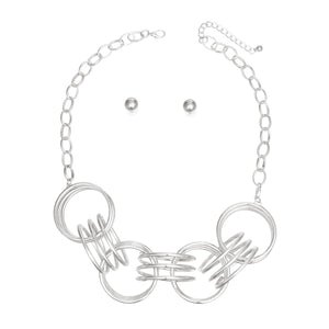 Collar Silver Chunky Coiled Wire Rings Necklace