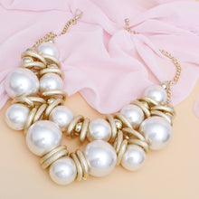 Necklace Jumbo Cream Pearl Gold Link Bib Set Women