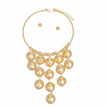 Necklace Gold Metal Ball Drop Bib Set for Women