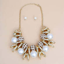 Necklace High Impact Gold Pearl Glam Bib Set Women