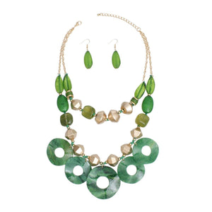 Statement Green and Gold Cosmic layered Necklace