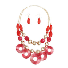 Statement Red and Gold Cosmic layered Necklace