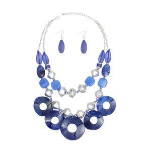 Statement Blue and Silver Cosmic layered Necklace