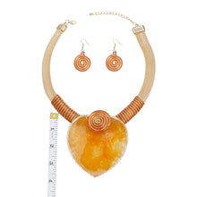 Collar Orange Large Resin Agate Slice Pendant Set