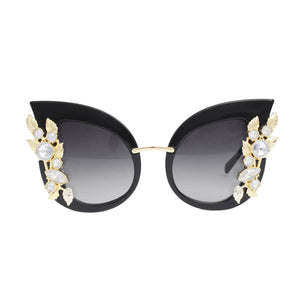 Sunglasses Black Vintage Crystal Cat Eye Eyewear