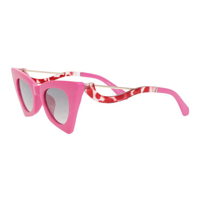 Sunglasses Fuchsia Retro Cat Eye Gold Bar Eyewear