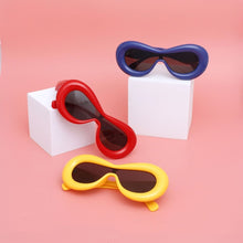 Sunglasses Red Puffed Frame Visor Eyewear Women