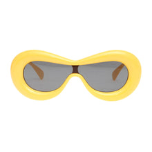 Sunglasses Yellow Puffed Frame Visor Eyewear Women