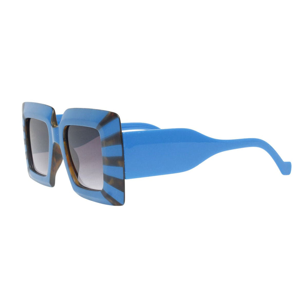 Sunglasses Square Blue Stripe Oversize Wide Edge