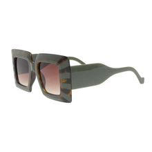 Sunglasses Square Green Stripe Oversize Wide Edge