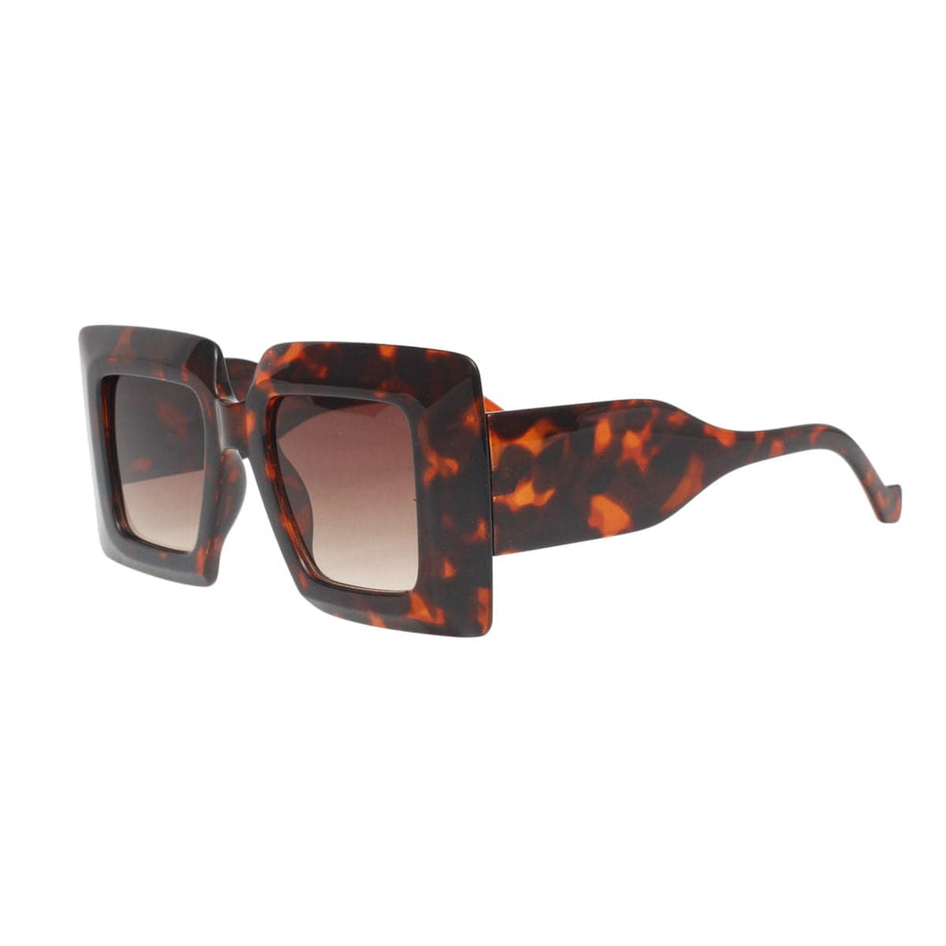 Sunglasses Square Tortoiseshell Oversize Wide Edge