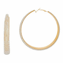 Hoops Graduated Gold Rhinestone 3.5 inch Earrings