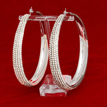 Hoops Graduated Gold Rhinestone 3.5 inch Earrings