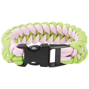 Set of 5 -8" Fluorescent Green & Pink Outdoors Emergency Survival Paracord Bracelet