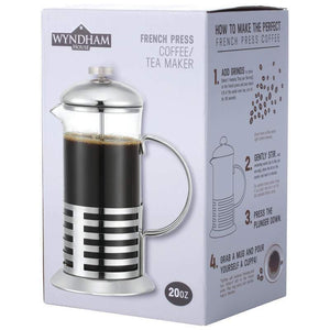 20 Ounce French Press Coffee-Tea Maker - Glass & Stainless-Steel Coffee Press