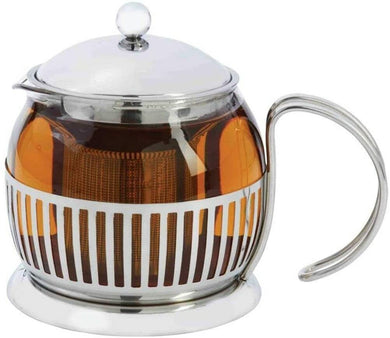 Glass S.S. 1.3 quart Tea Pot Kettle with Stainless Steel Infuser - Gift Boxed