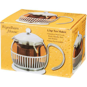 Glass S.S. 1.3 quart Tea Pot Kettle with Stainless Steel Infuser - Gift Boxed