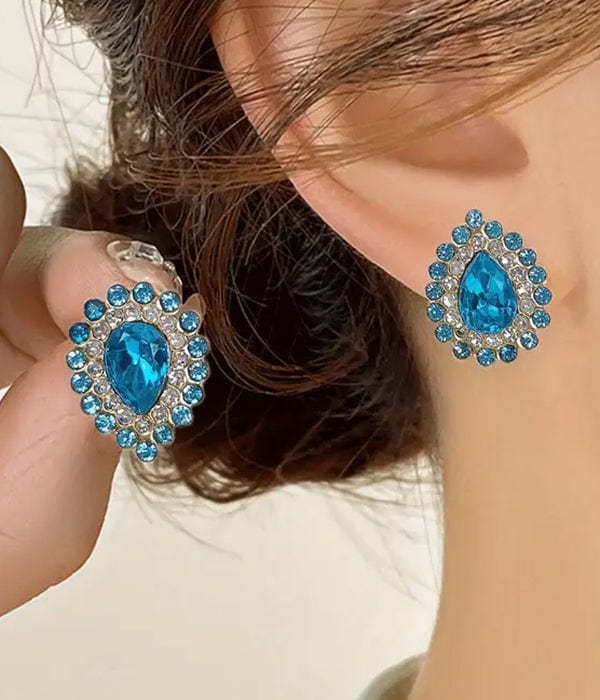 Dazzling Sapphire Blue Crystal Teardrop Earrings - Elegance Redefined