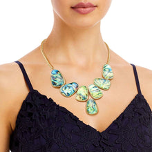 Blue Marbled 7 Pear Drop Necklace