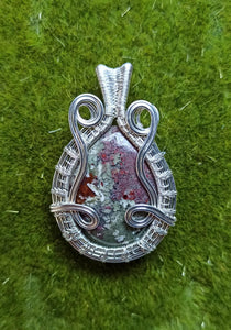 Beautiful Handmade Moss Agate Pendant Wrapped in Silver - PENDANT ONLY - Breathtaking