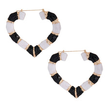 Black and White Heart Bamboo Hoops