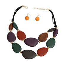 Multi Color Wood Layered Cord Necklace