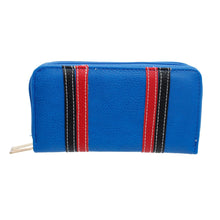 Blue Striped Double Zipper Wallet