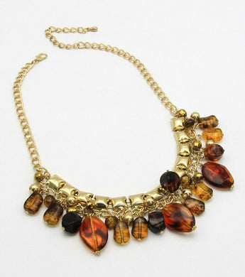 Amber Looking Tribal Collar Necklace Set w Earrings - Bohemian Beads Necklace