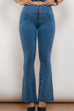 Zip Detail Flare Long Jeans