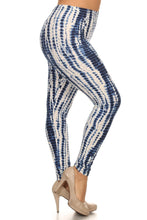 Plus Size Tie Dye Print, Full Length Leggings In A Slim Fitting Style With A Banded High Waist