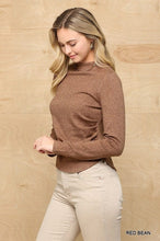 Solid And Cozy Soft Knit Mock Neck Top With Side Ruched Detail