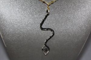 Handmade Snake Pendant with Tourmalinated Quartz Stone - Pendant Only - Metaphysical Jewelry