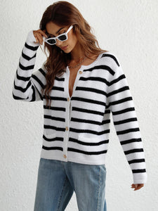 Striped Button Front Cardigan2