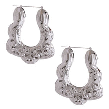 Trapezoid Hoops Silver Filigree 