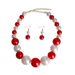 Red and White Graduated Bubble Gum Pearls