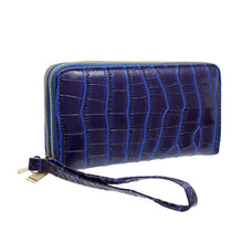 Blue Croc Double Zipper Wallet