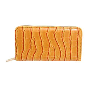 Yellow Croc Double Zipper Wallet