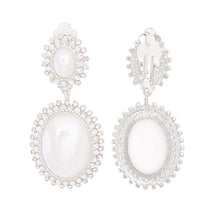 Clip On Silver Medium Pearl Halo Earring for Women